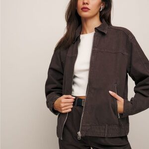 **OUT OF STOCK** Reformation Moto Denim Jacket in Espresso